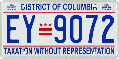 DC license plate EY9072