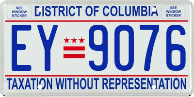 DC license plate EY9076