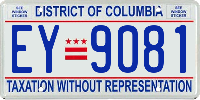 DC license plate EY9081