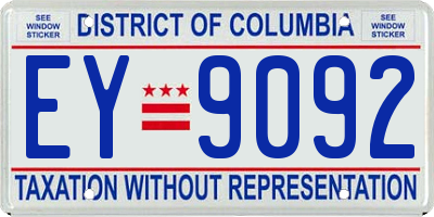 DC license plate EY9092