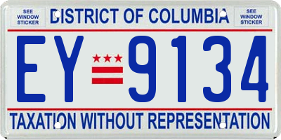 DC license plate EY9134