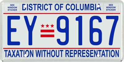 DC license plate EY9167