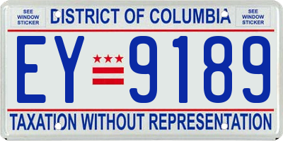 DC license plate EY9189