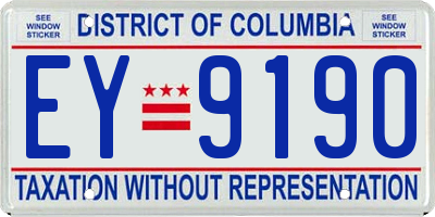 DC license plate EY9190