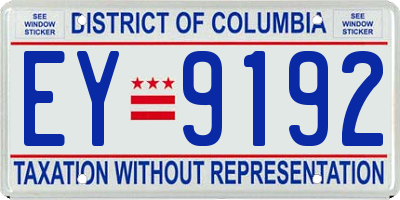 DC license plate EY9192