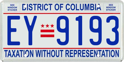 DC license plate EY9193