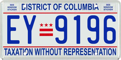 DC license plate EY9196