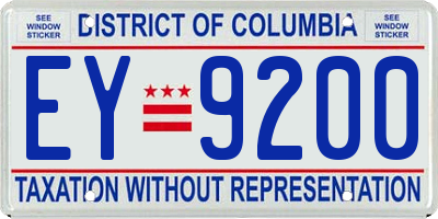 DC license plate EY9200