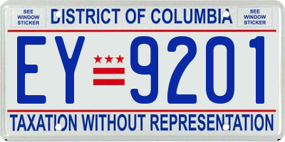 DC license plate EY9201