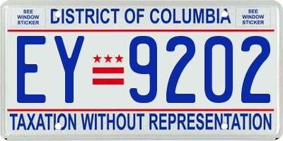 DC license plate EY9202