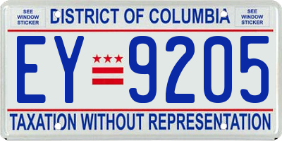 DC license plate EY9205