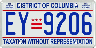 DC license plate EY9206