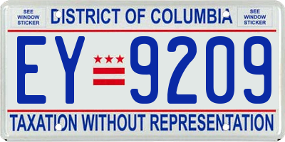 DC license plate EY9209