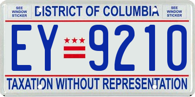 DC license plate EY9210