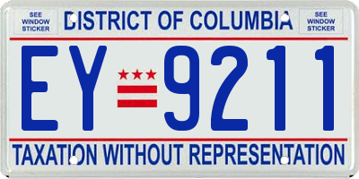 DC license plate EY9211