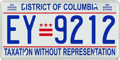 DC license plate EY9212