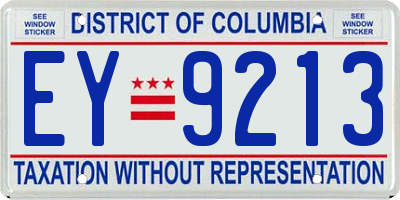 DC license plate EY9213