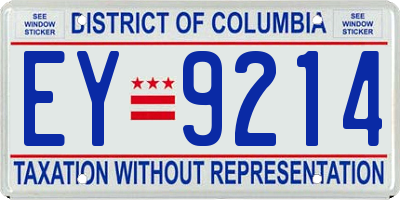 DC license plate EY9214