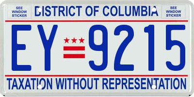 DC license plate EY9215