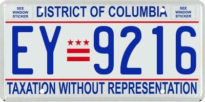 DC license plate EY9216