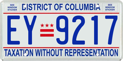 DC license plate EY9217