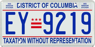 DC license plate EY9219