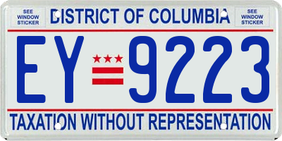 DC license plate EY9223