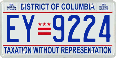 DC license plate EY9224