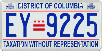 DC license plate EY9225