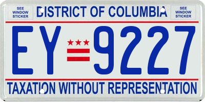 DC license plate EY9227