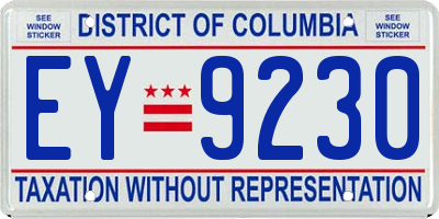 DC license plate EY9230