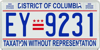 DC license plate EY9231