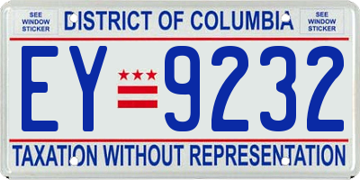 DC license plate EY9232