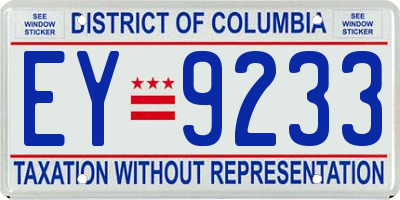 DC license plate EY9233