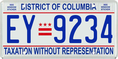 DC license plate EY9234