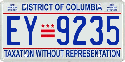 DC license plate EY9235