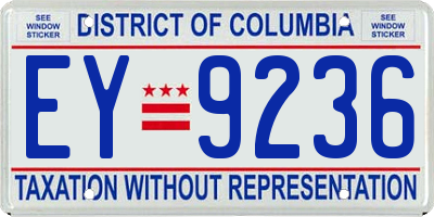 DC license plate EY9236