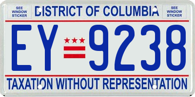 DC license plate EY9238