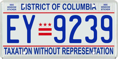 DC license plate EY9239