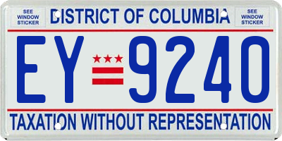 DC license plate EY9240