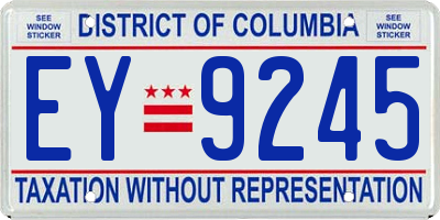 DC license plate EY9245