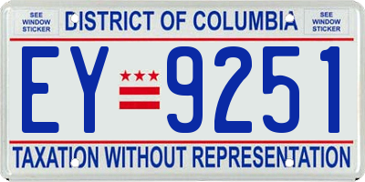 DC license plate EY9251