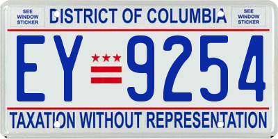 DC license plate EY9254