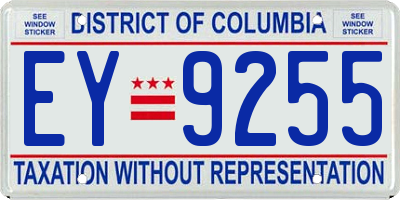 DC license plate EY9255