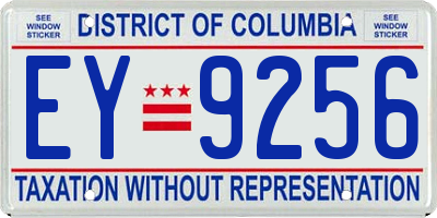 DC license plate EY9256