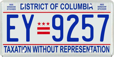 DC license plate EY9257