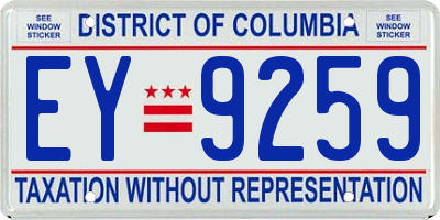 DC license plate EY9259