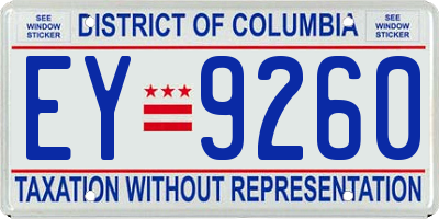 DC license plate EY9260