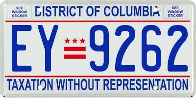 DC license plate EY9262