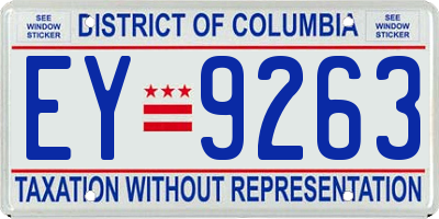 DC license plate EY9263